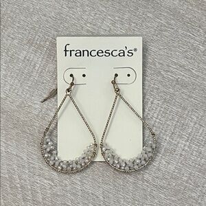 Francesca's Collections Gold and Cream Beaded Earrings